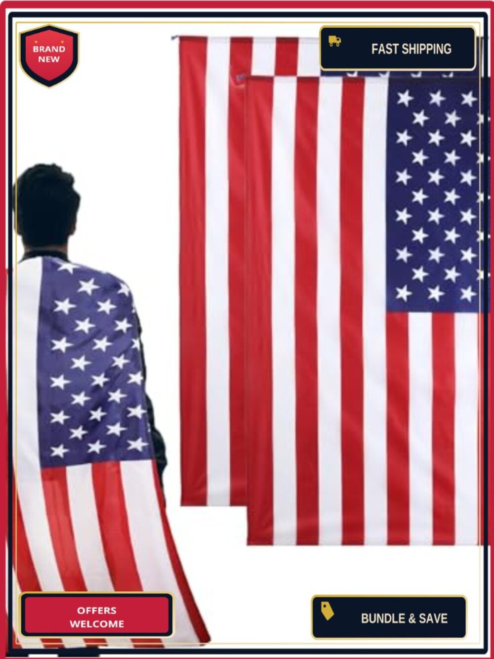 2 Pack American Flag Costume Capes Polyester 4th of July Patriotic Cloak